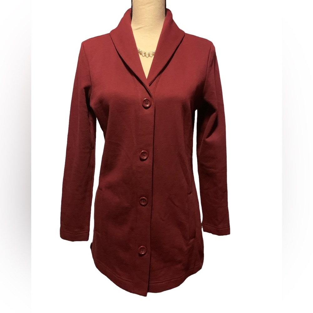 Like new denim & company burgundy cardigan button front sz XXS fits like S